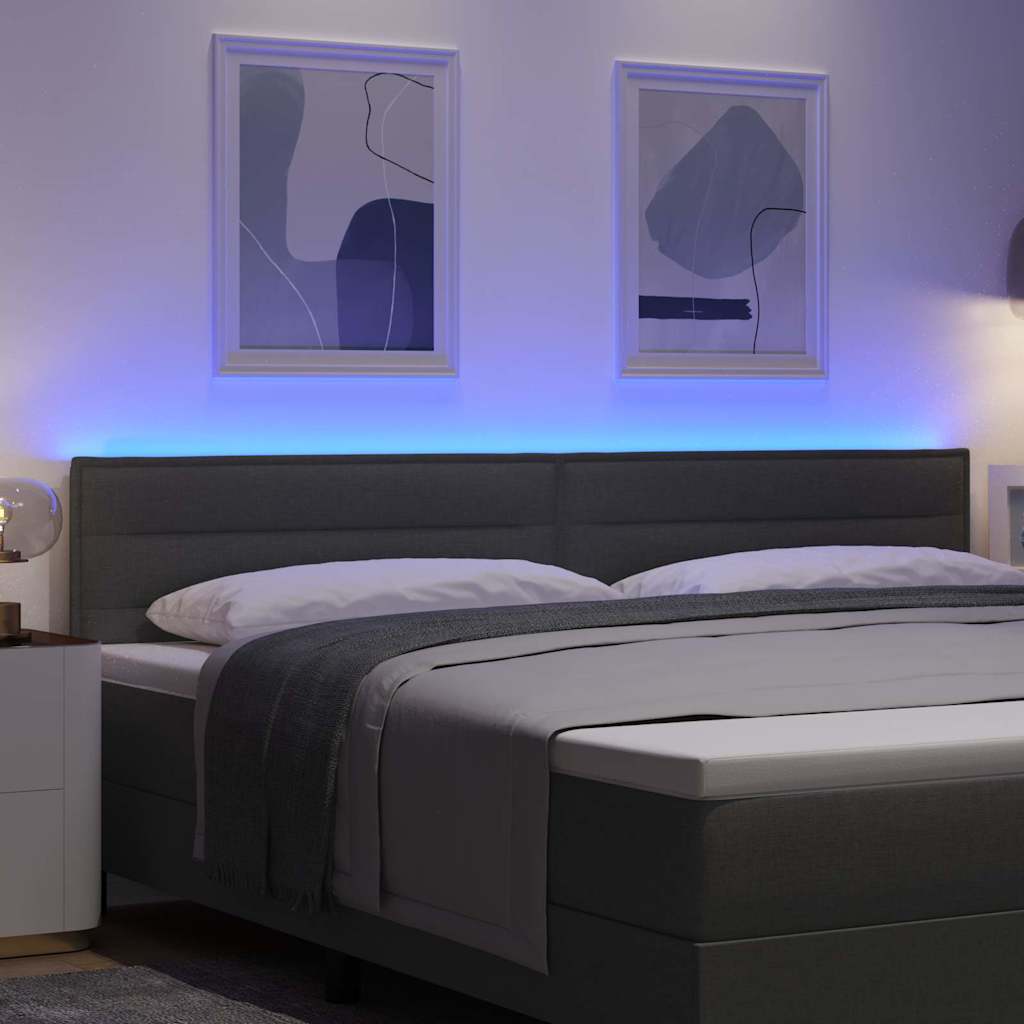 vidaXL Wezgłowie LED z paskami LED Ciemnoszary 200 cm tkanina