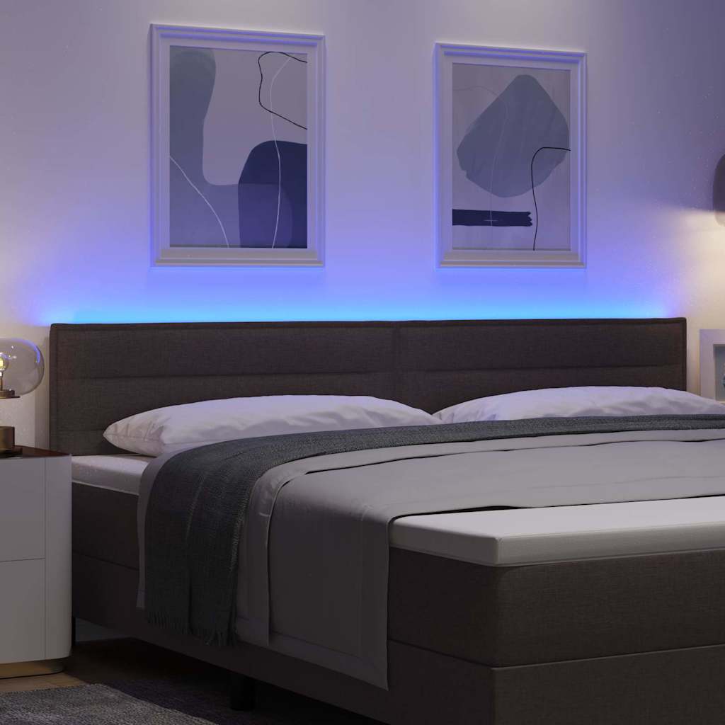 vidaXL Wezgłowie LED z paskami LED Ciemny brąz 200 cm tkanina