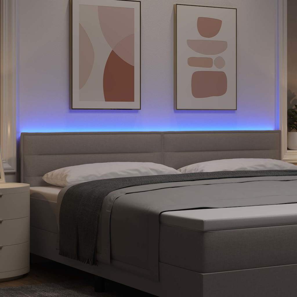 vidaXL Wezgłowie LED z paskami LED Ciemnoszary 200 cm tkanina