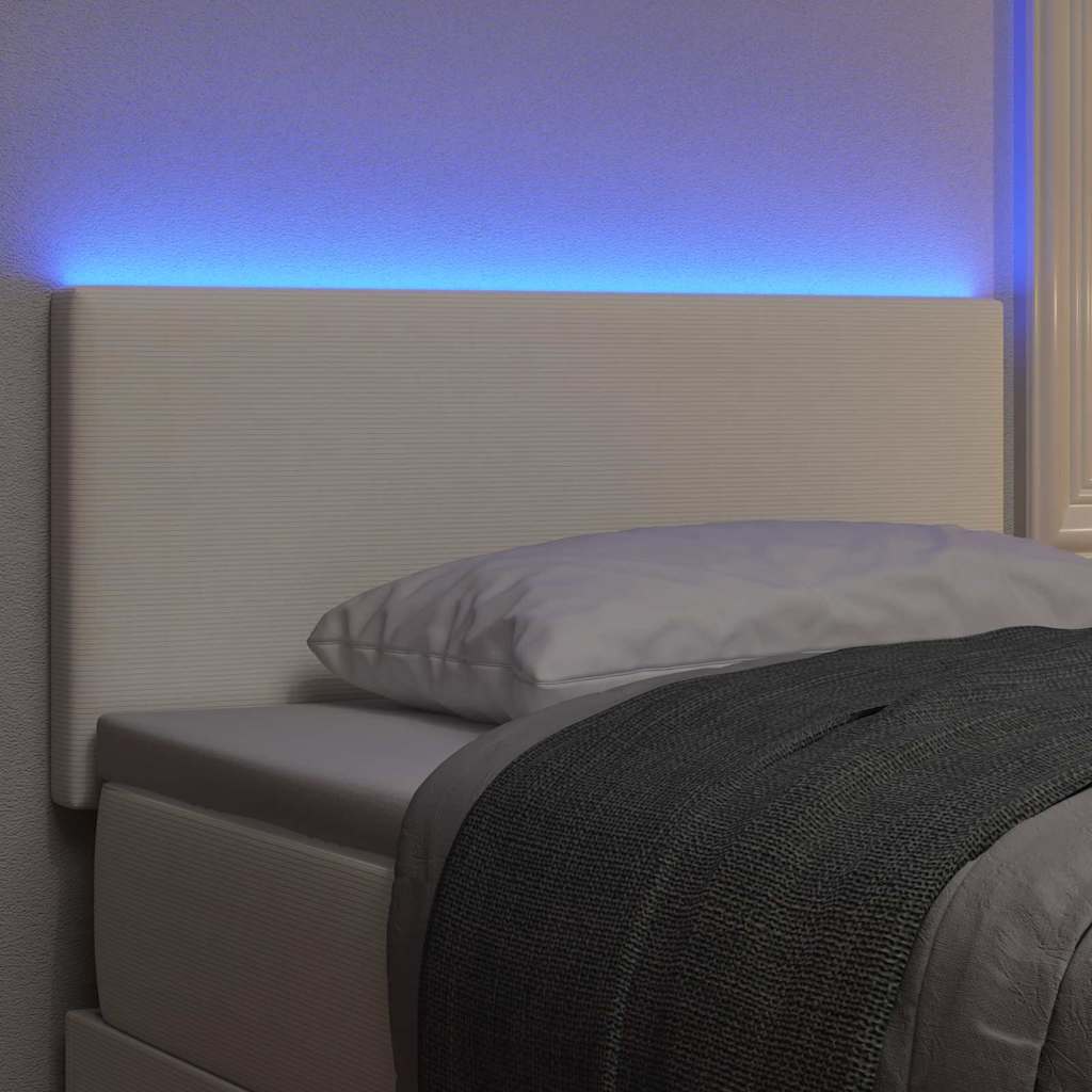 vidaXL Wezgłowie LED z paskami LED Kremowy 100 cm Tkanina sztruksowa