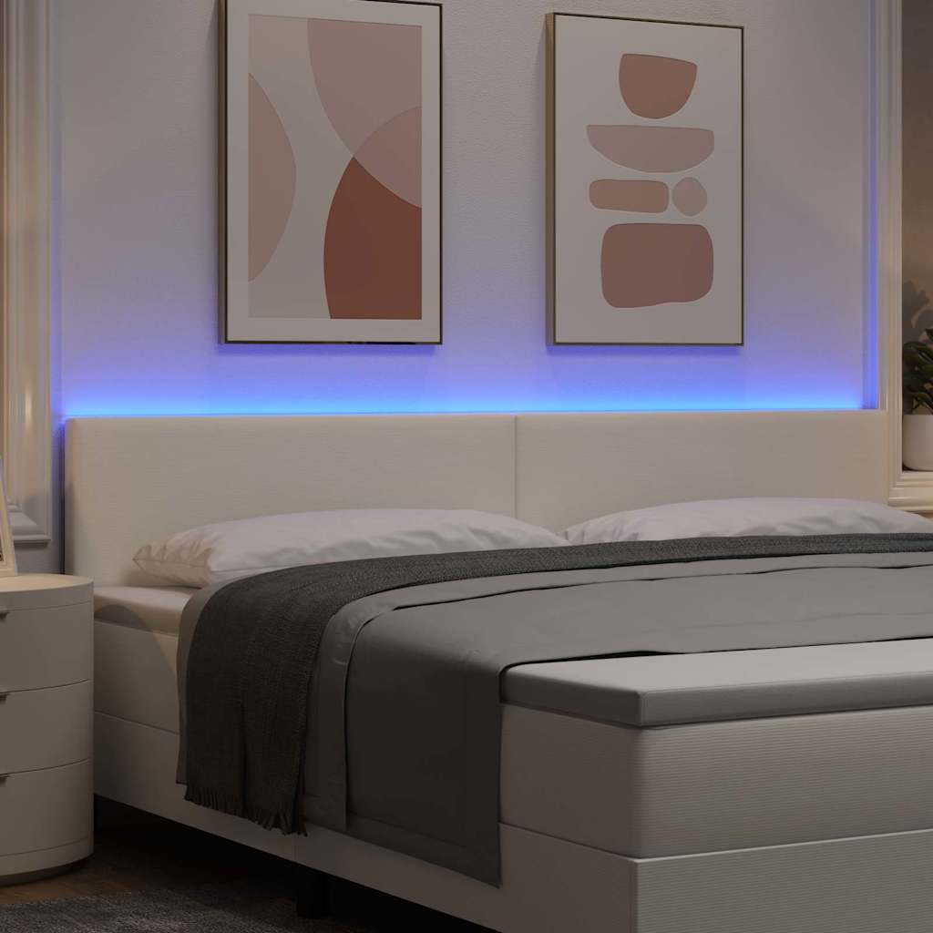 vidaXL Wezgłowie LED z paskami LED Kremowy 200 cm Tkanina sztruksowa