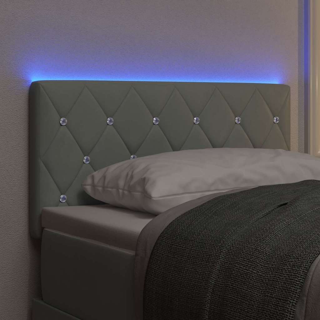 vidaXL Wezgłowie LED z paskami LED Jasnoszary 80 cm Aksamit