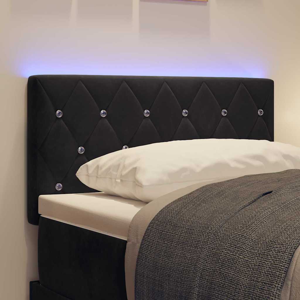 vidaXL Wezgłowie LED z paskami LED Z zagłówkiem Czarny 80 cm Aksamit
