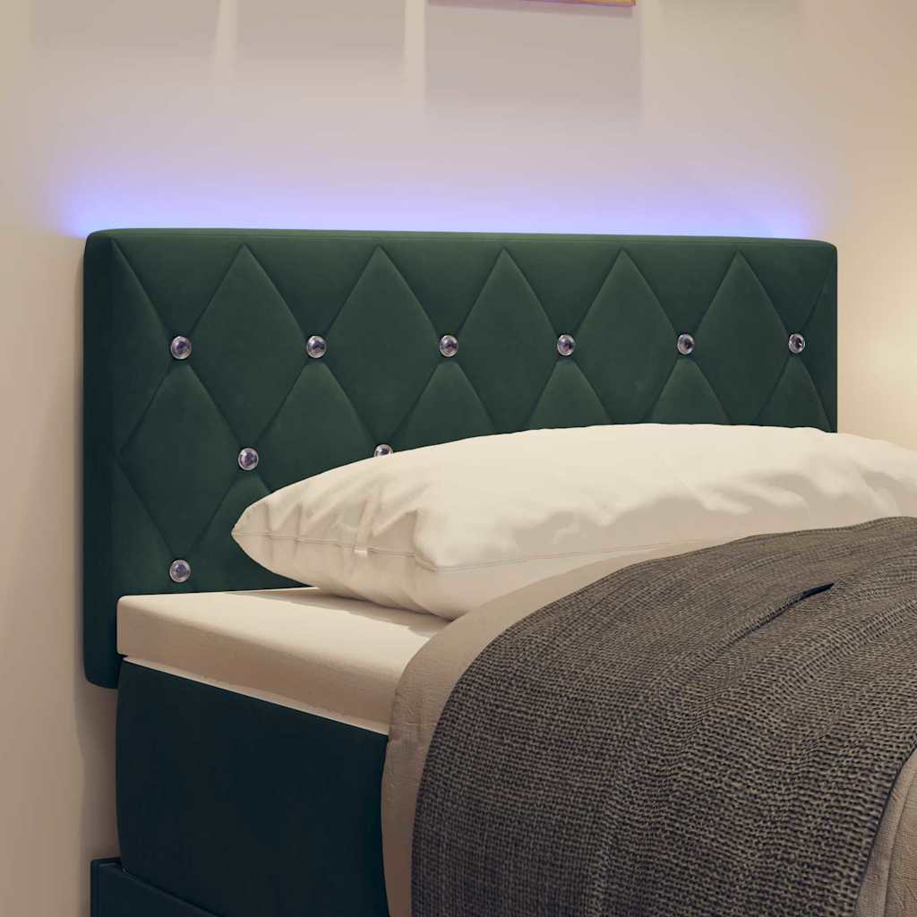 vidaXL Wezgłowie LED z paskami LED Ciemna zieleń 80 cm Aksamit