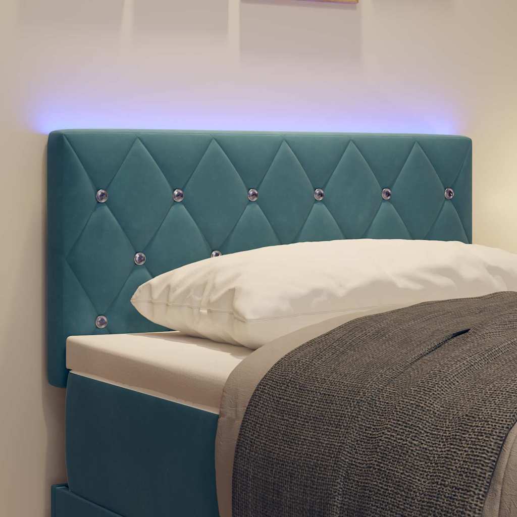 vidaXL Wezgłowie LED z paskami LED Ciemnoniebieski 80 cm Aksamit