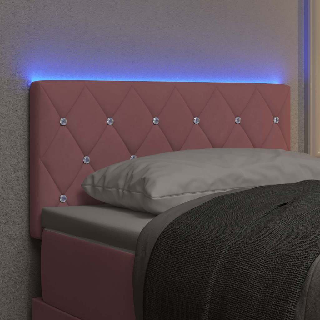 vidaXL Wezgłowie LED z paskami LED Z zagłówkiem Różowy 80 cm Aksamit