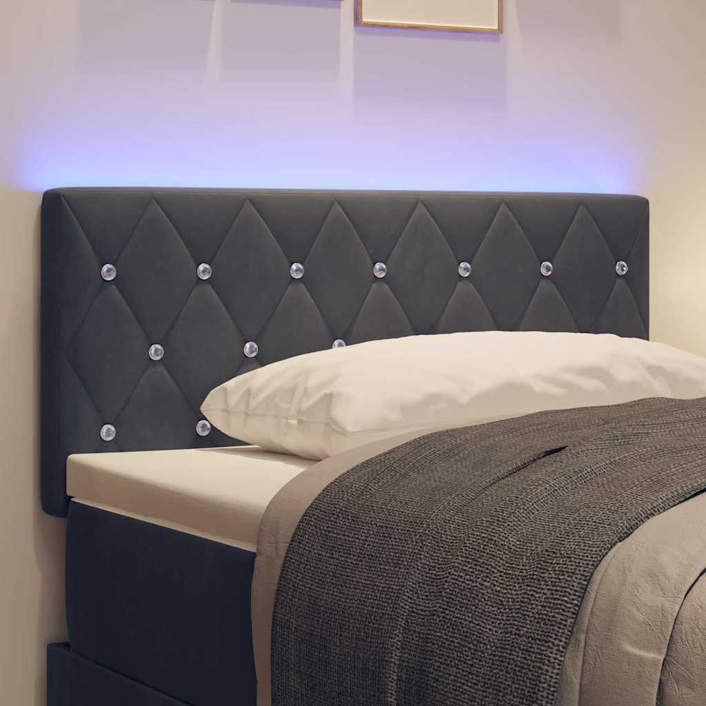 vidaXL Wezgłowie LED z paskami LED Ciemnoszary 90 cm Aksamit