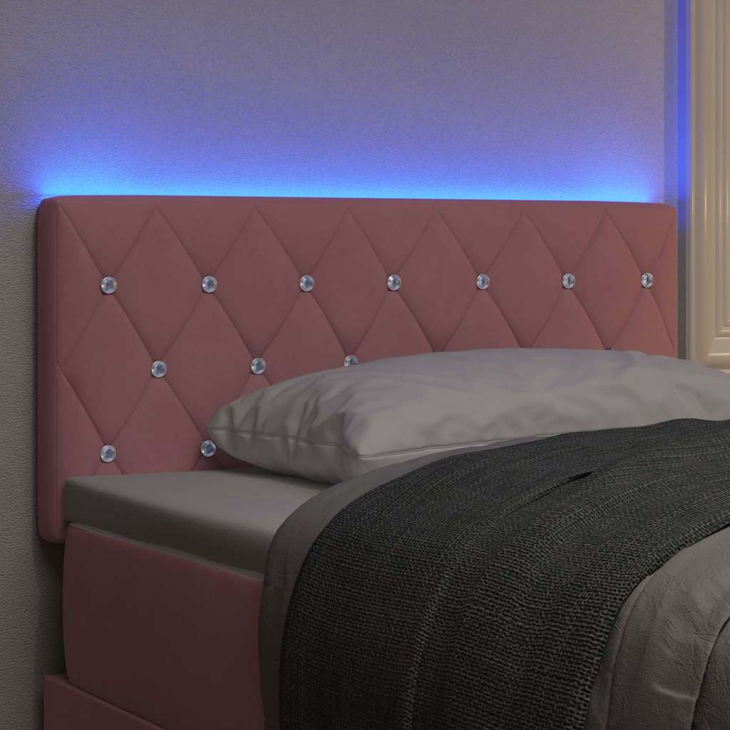 vidaXL Wezgłowie LED z paskami LED Z zagłówkiem Różowy 90 cm Aksamit