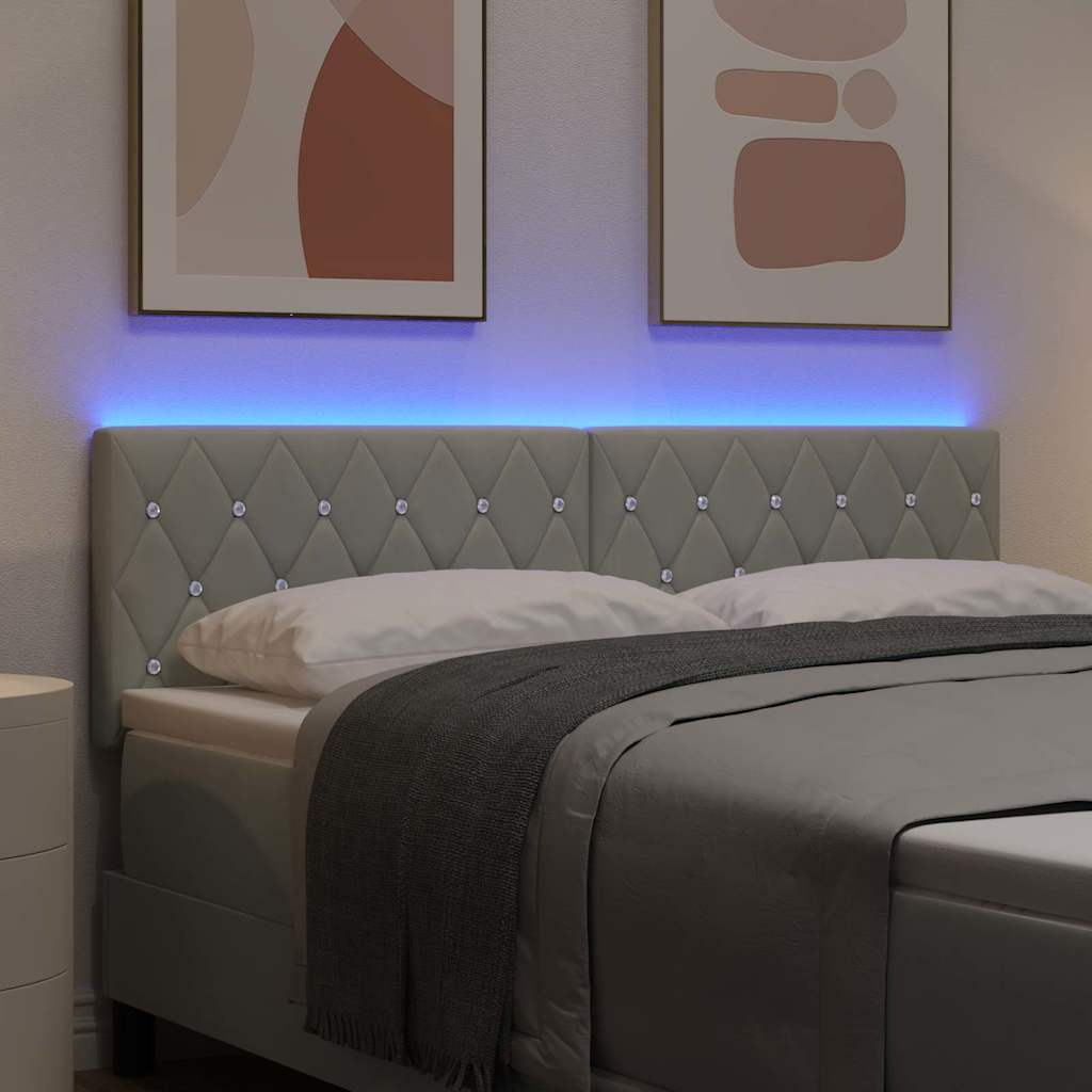 vidaXL Wezgłowie LED z paskami LED Jasnoszary 144 cm Aksamit