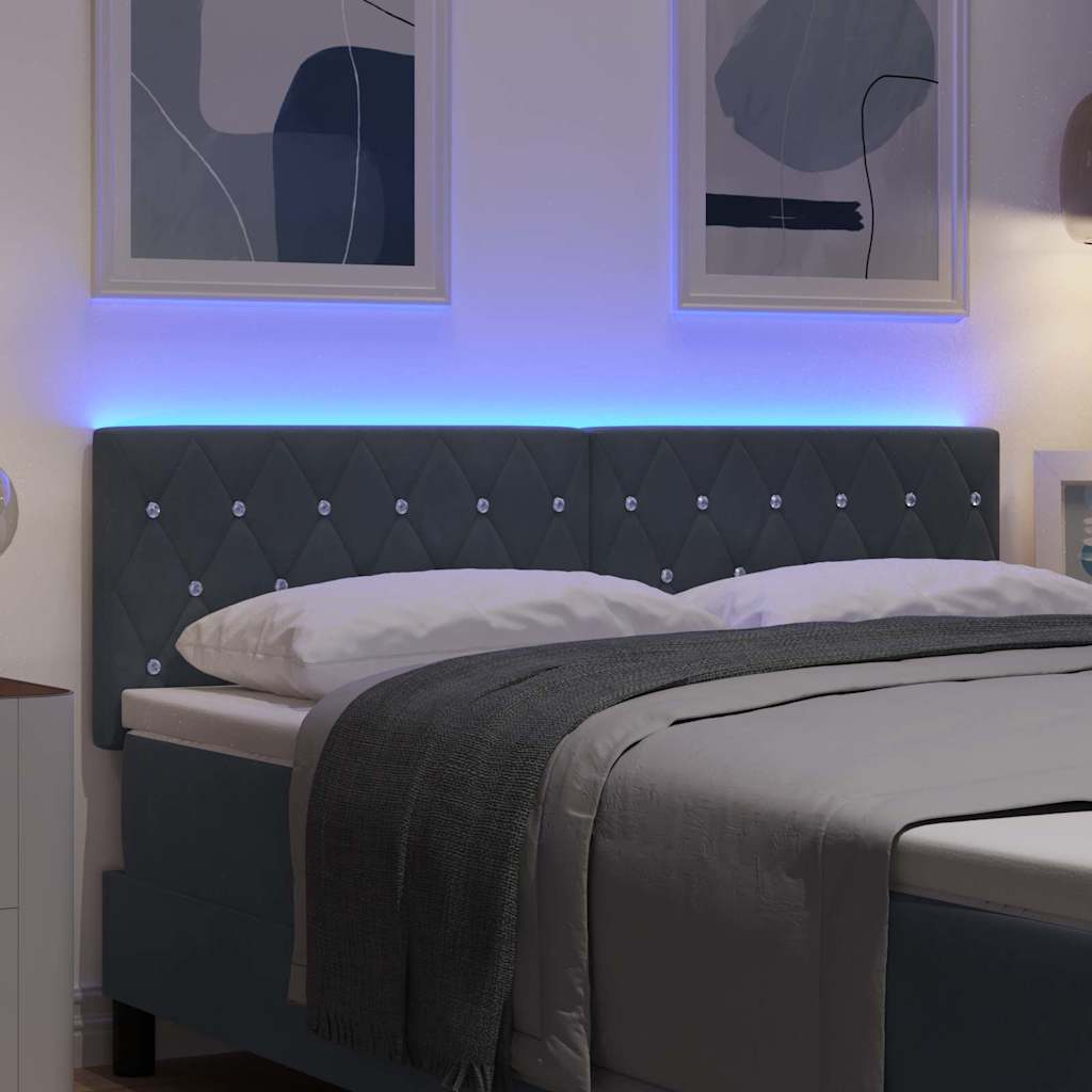 vidaXL Wezgłowie LED z paskami LED Ciemnoszary 144 cm Aksamit
