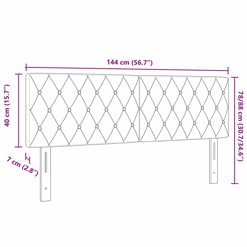 vidaXL Wezgłowie LED z paskami LED Z zagłówkiem Czarny 144 cm Aksamit