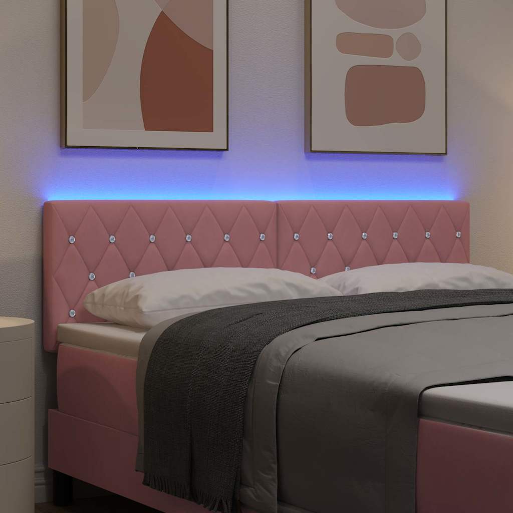 vidaXL Wezgłowie LED z paskami LED Z zagłówkiem Różowy 144 cm Aksamit
