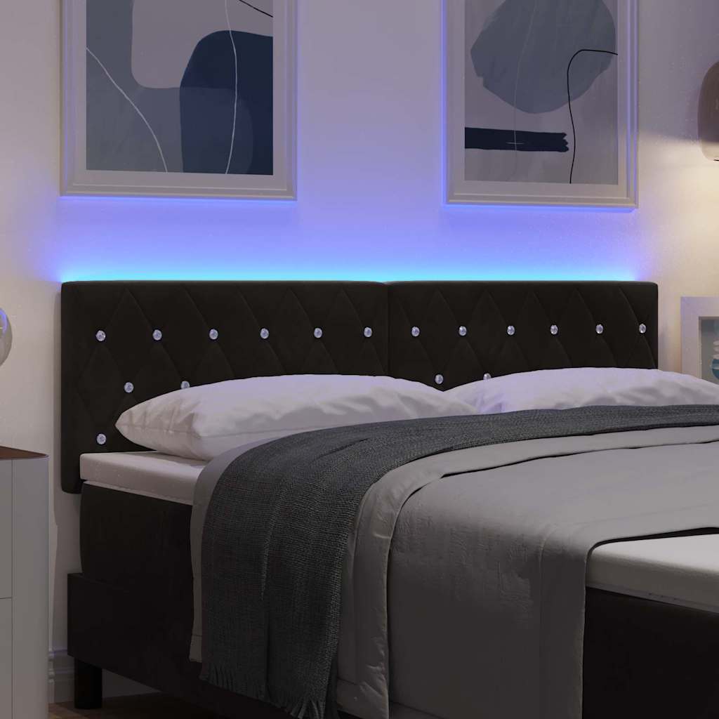 vidaXL Wezgłowie LED z paskami LED Z zagłówkiem Czarny 160 cm Aksamit