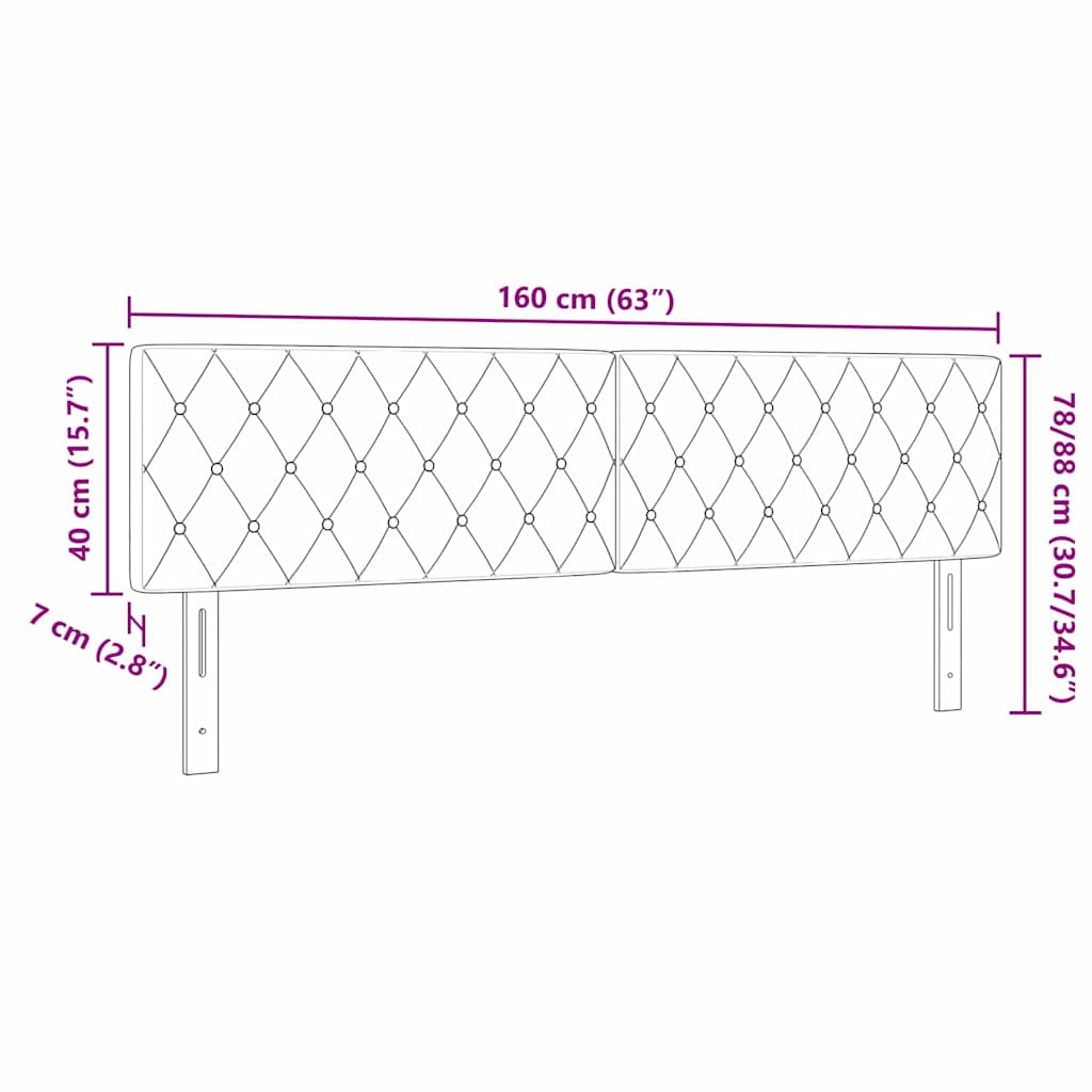 vidaXL Wezgłowie LED z paskami LED Z zagłówkiem Czarny 160 cm Aksamit
