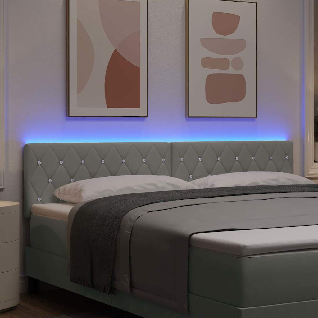 vidaXL Wezgłowie LED z paskami LED Jasnoszary 180 cm Aksamit