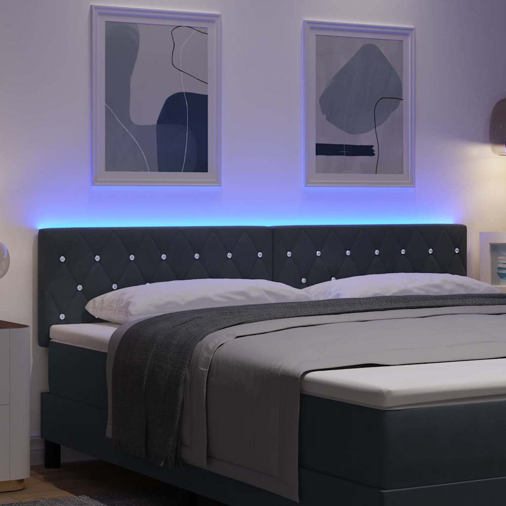 vidaXL Wezgłowie LED z paskami LED Ciemnoszary 180 cm Aksamit