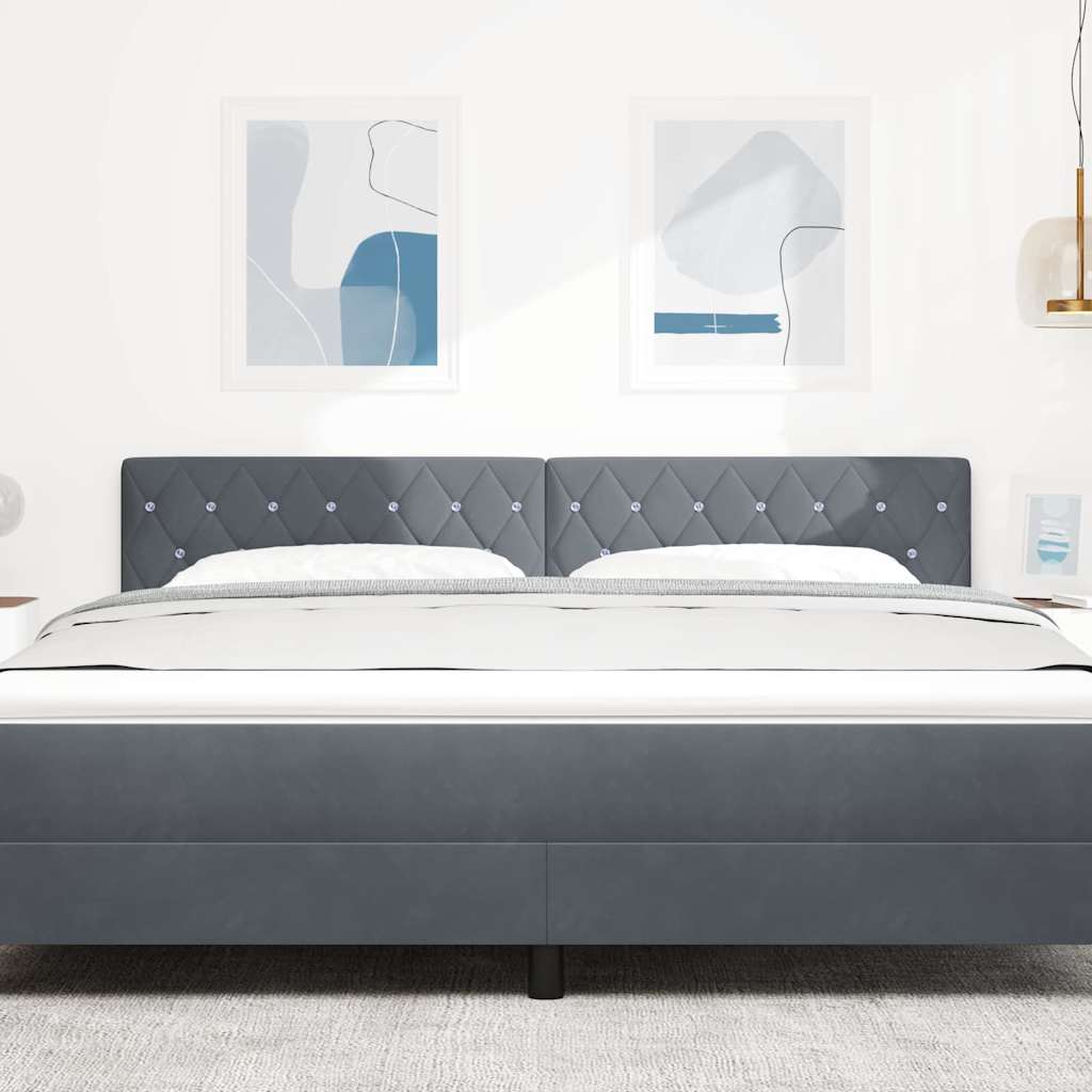 vidaXL Wezgłowie LED z paskami LED Ciemnoszary 180 cm Aksamit