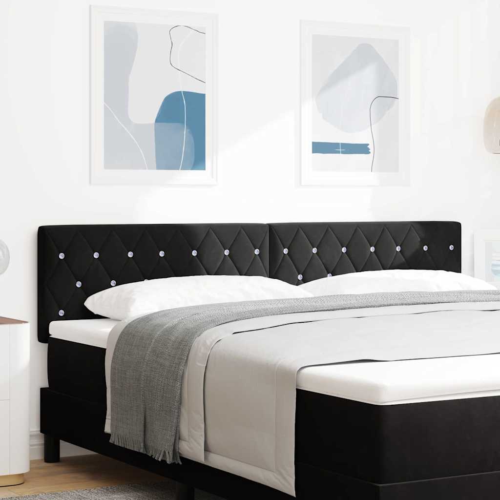vidaXL Wezgłowie LED z paskami LED Z zagłówkiem Czarny 180 cm Aksamit