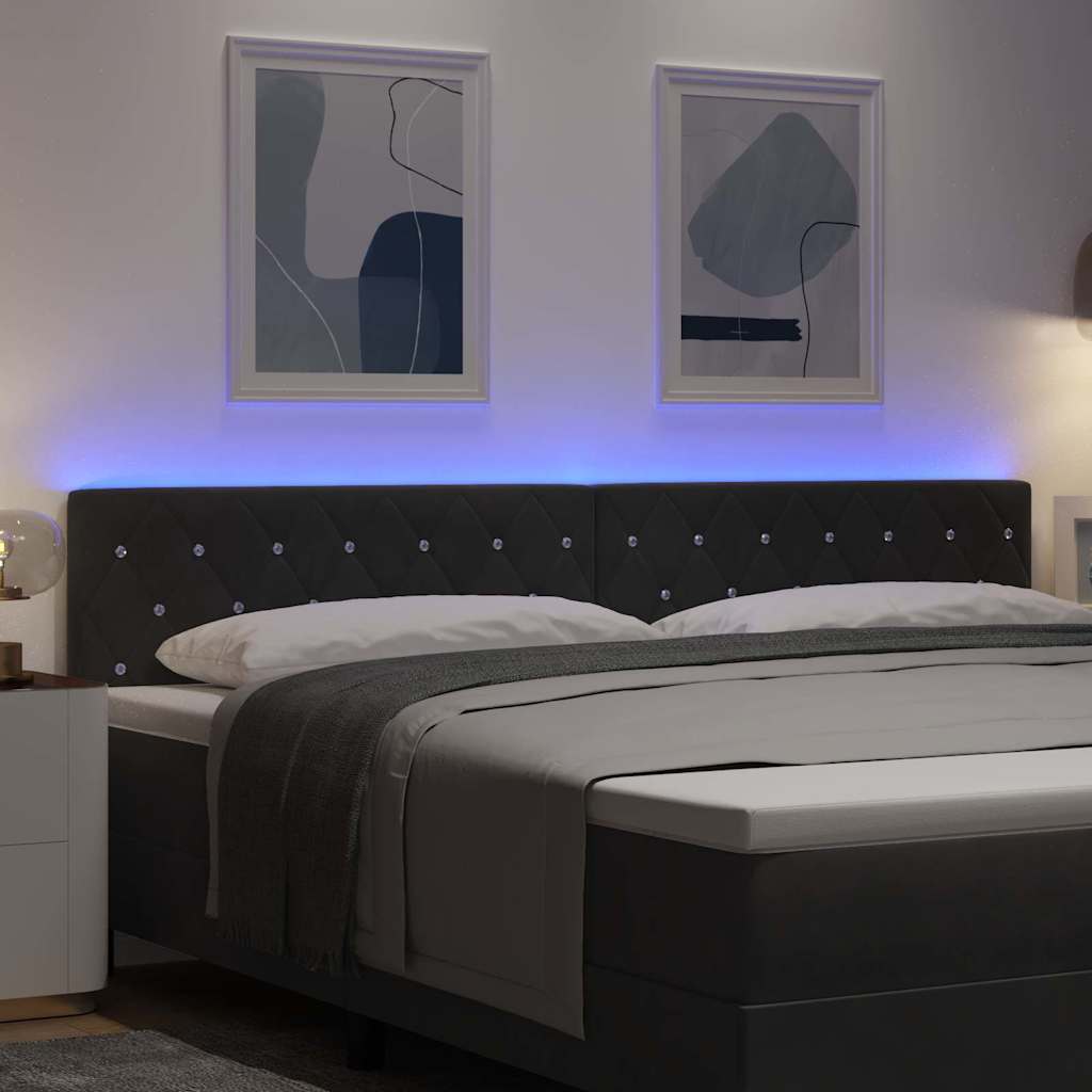 vidaXL Wezgłowie LED z paskami LED Z zagłówkiem Czarny 200 cm Aksamit