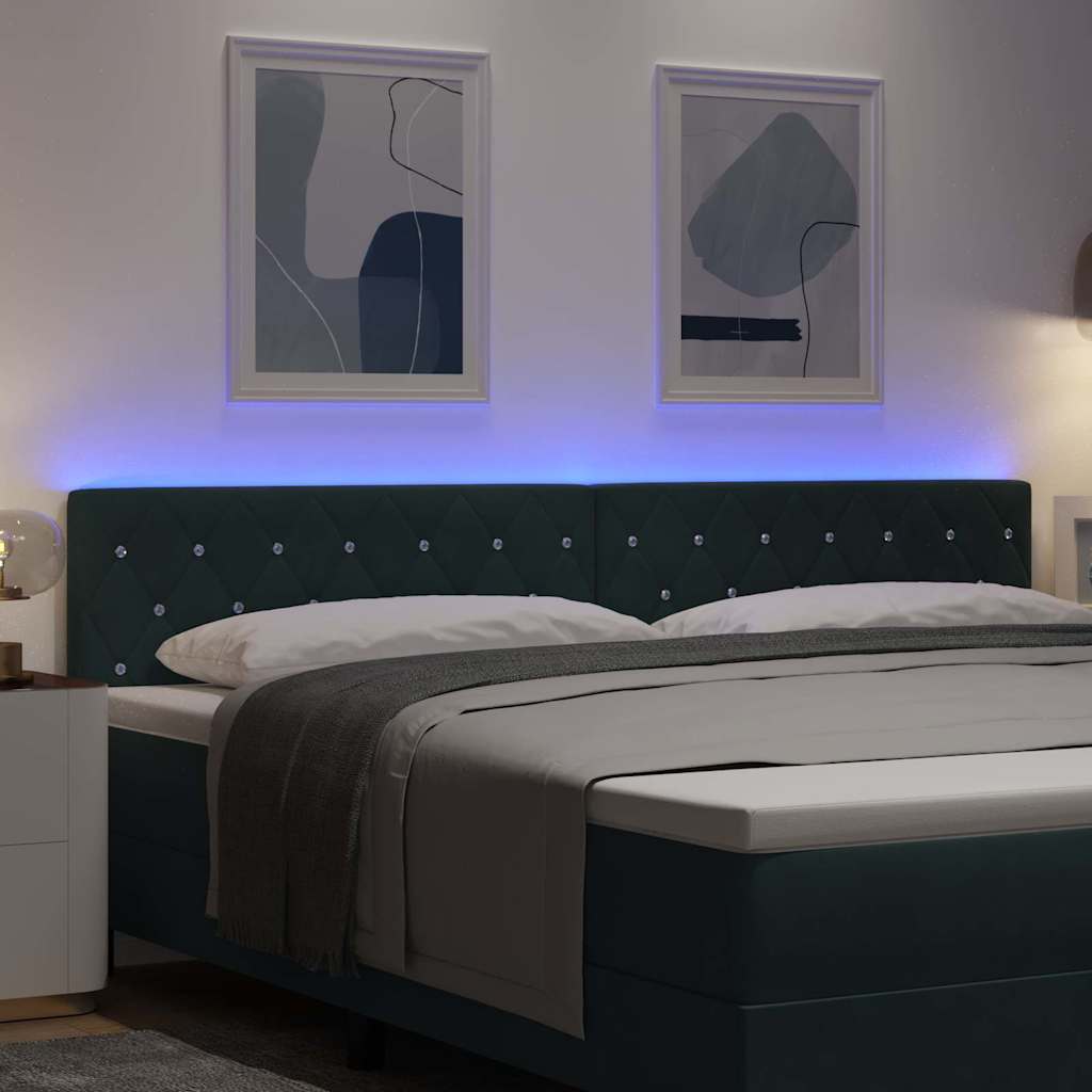vidaXL Wezgłowie LED z paskami LED Ciemna zieleń 200 cm Aksamit