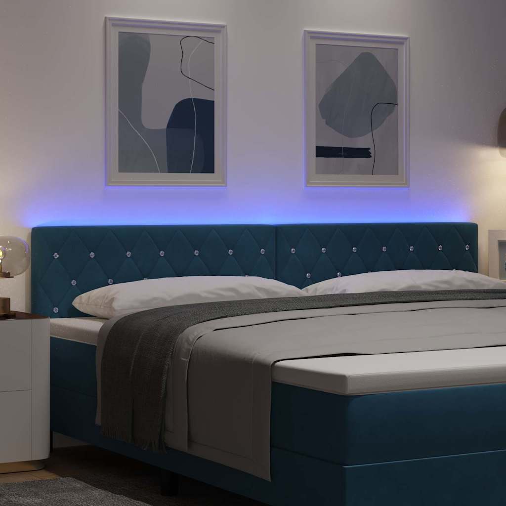 vidaXL Wezgłowie LED z paskami LED Ciemnoniebieski 200 cm Aksamit