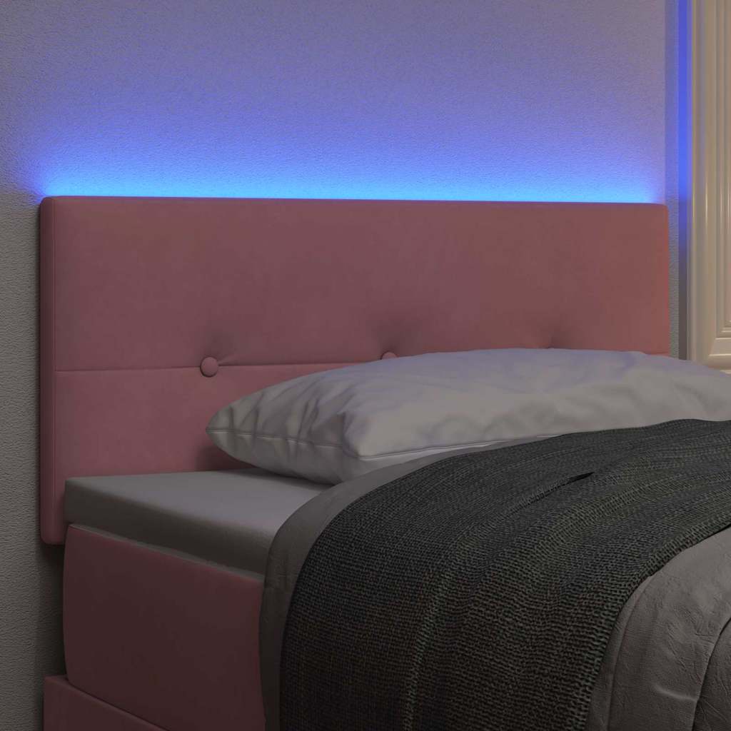 vidaXL Wezgłowie LED z paskami LED Różowy 80 cm Aksamit
