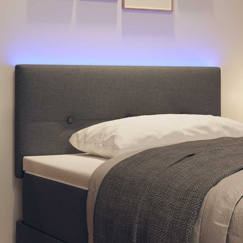 vidaXL Wezgłowie LED z paskami LED Ciemnoszary 100 cm tkanina