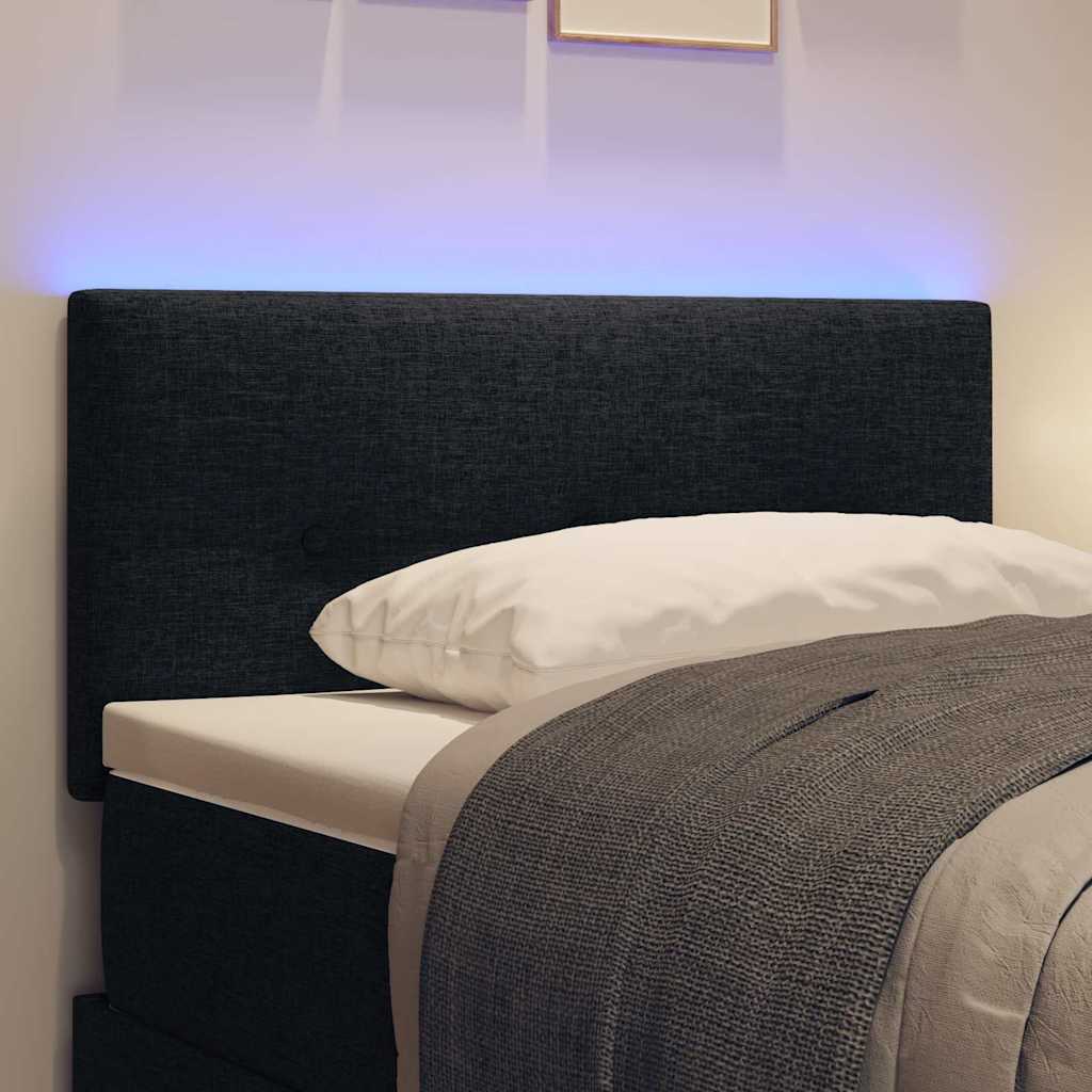 vidaXL Wezgłowie LED z paskami LED Z zagłówkiem Czarny 100 cm tkanina