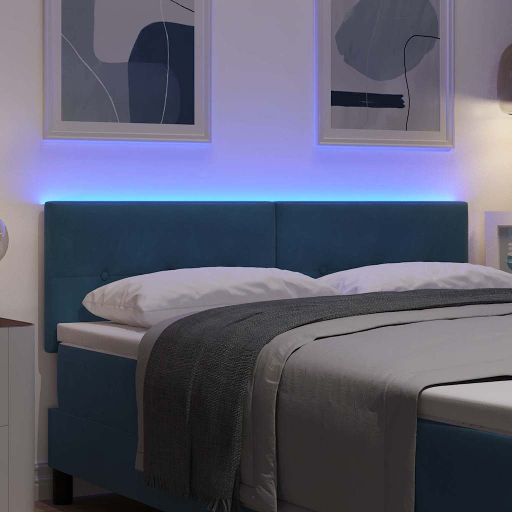 vidaXL Wezgłowie LED z paskami LED Niebieski 144 cm Aksamit