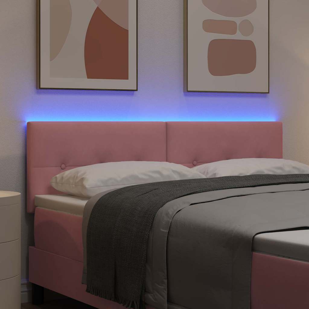 vidaXL Wezgłowie LED z paskami LED Różowy 144 cm Aksamit