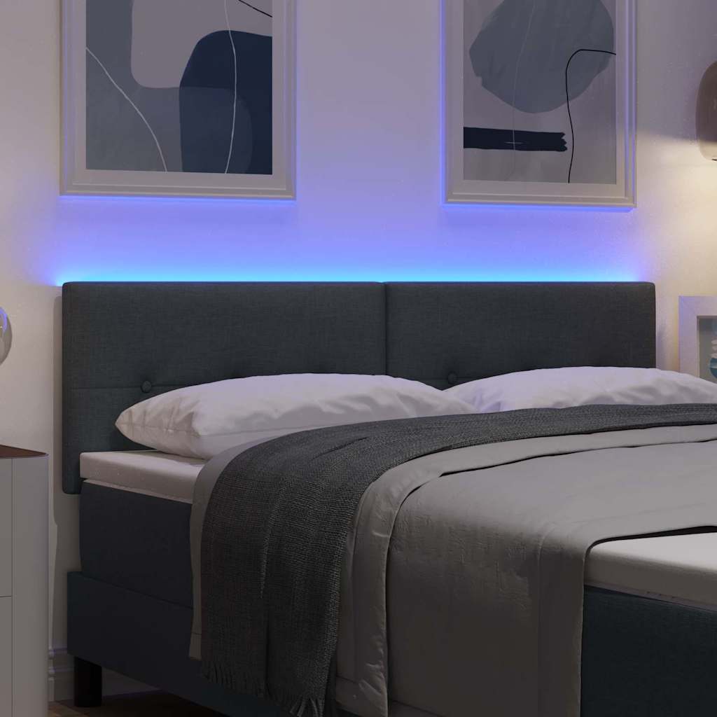 vidaXL Wezgłowie LED z paskami LED Ciemnoszary 160 cm tkanina