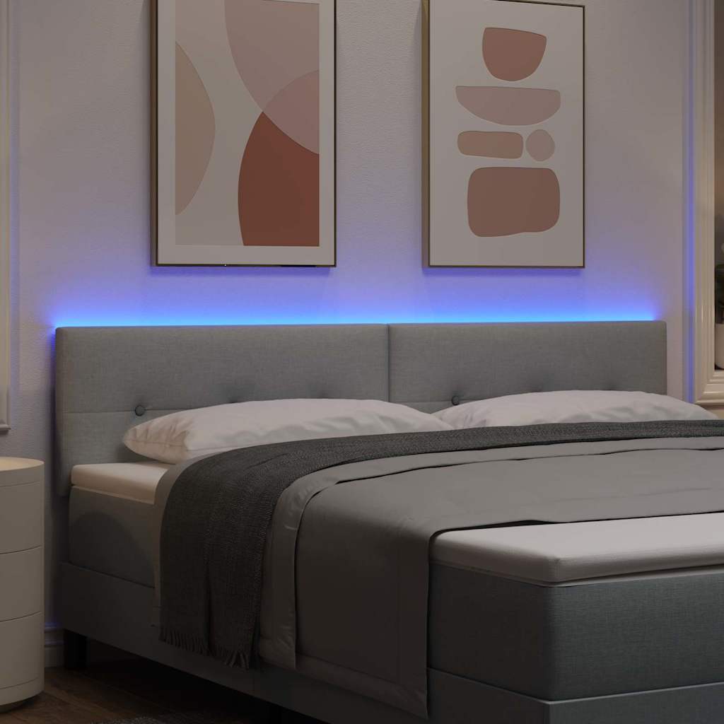 vidaXL Wezgłowie LED z paskami LED Jasnoszary 180 cm tkanina