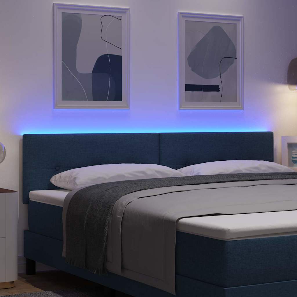 vidaXL Wezgłowie LED z paskami LED Niebieski 180 cm tkanina
