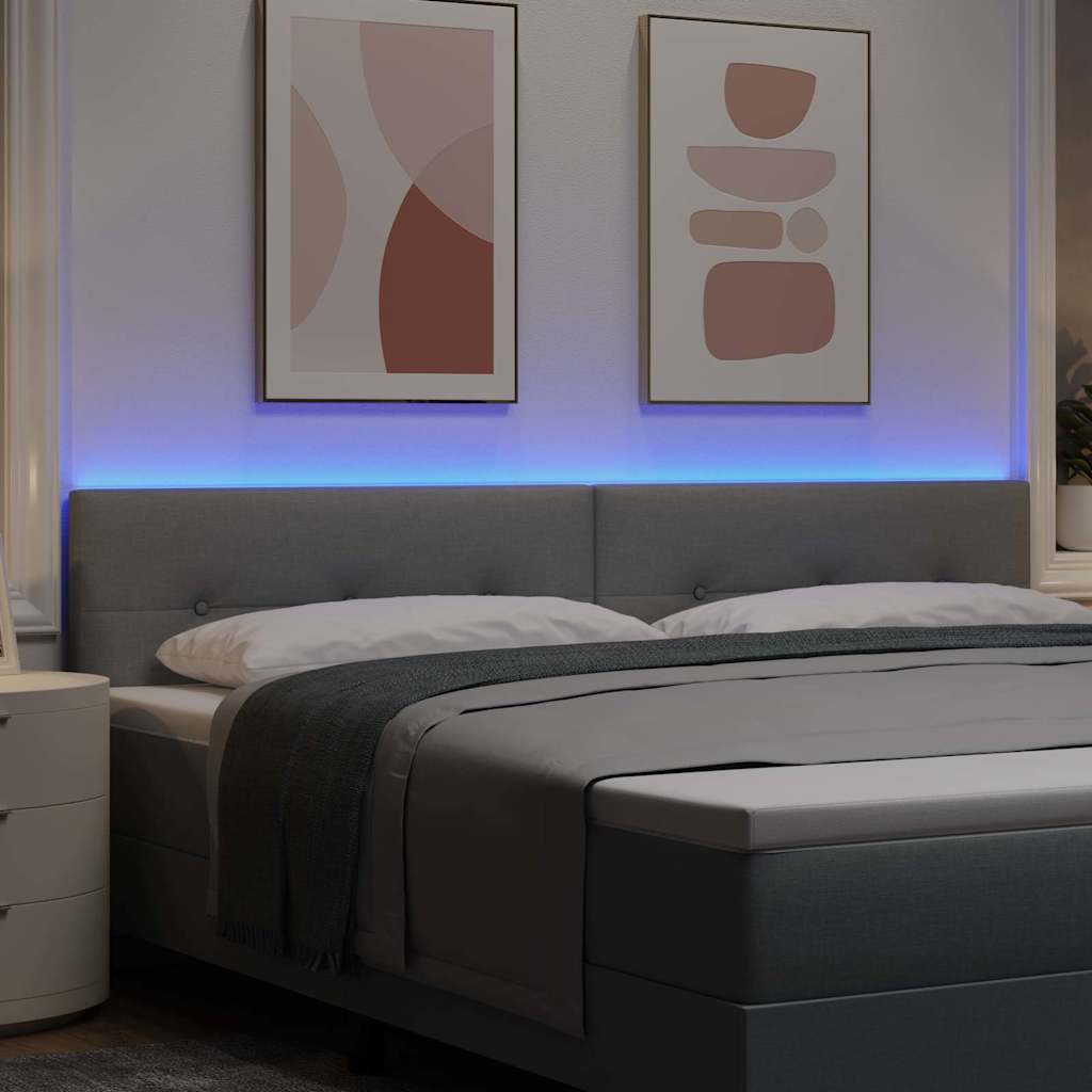 vidaXL Wezgłowie LED z paskami LED Jasnoszary 200 cm tkanina