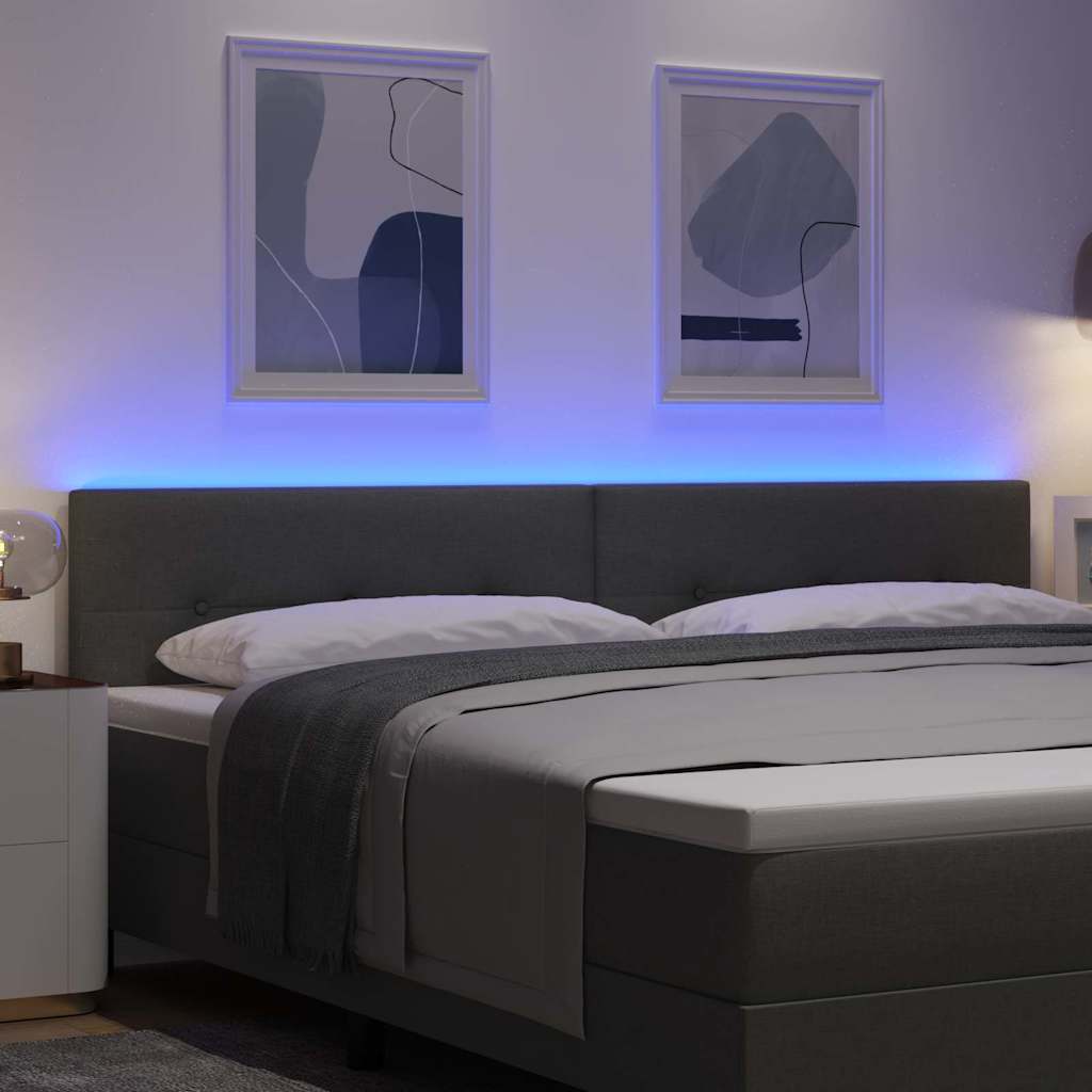 vidaXL Wezgłowie LED z paskami LED Ciemnoszary 200 cm tkanina