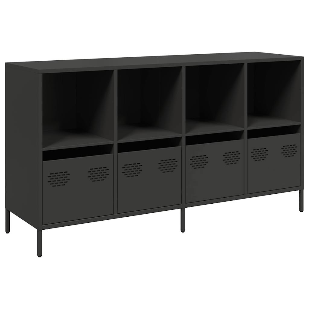 vidaXL Szafka, czarna, 135x39x73,5 cm, stal walcowana na zimno