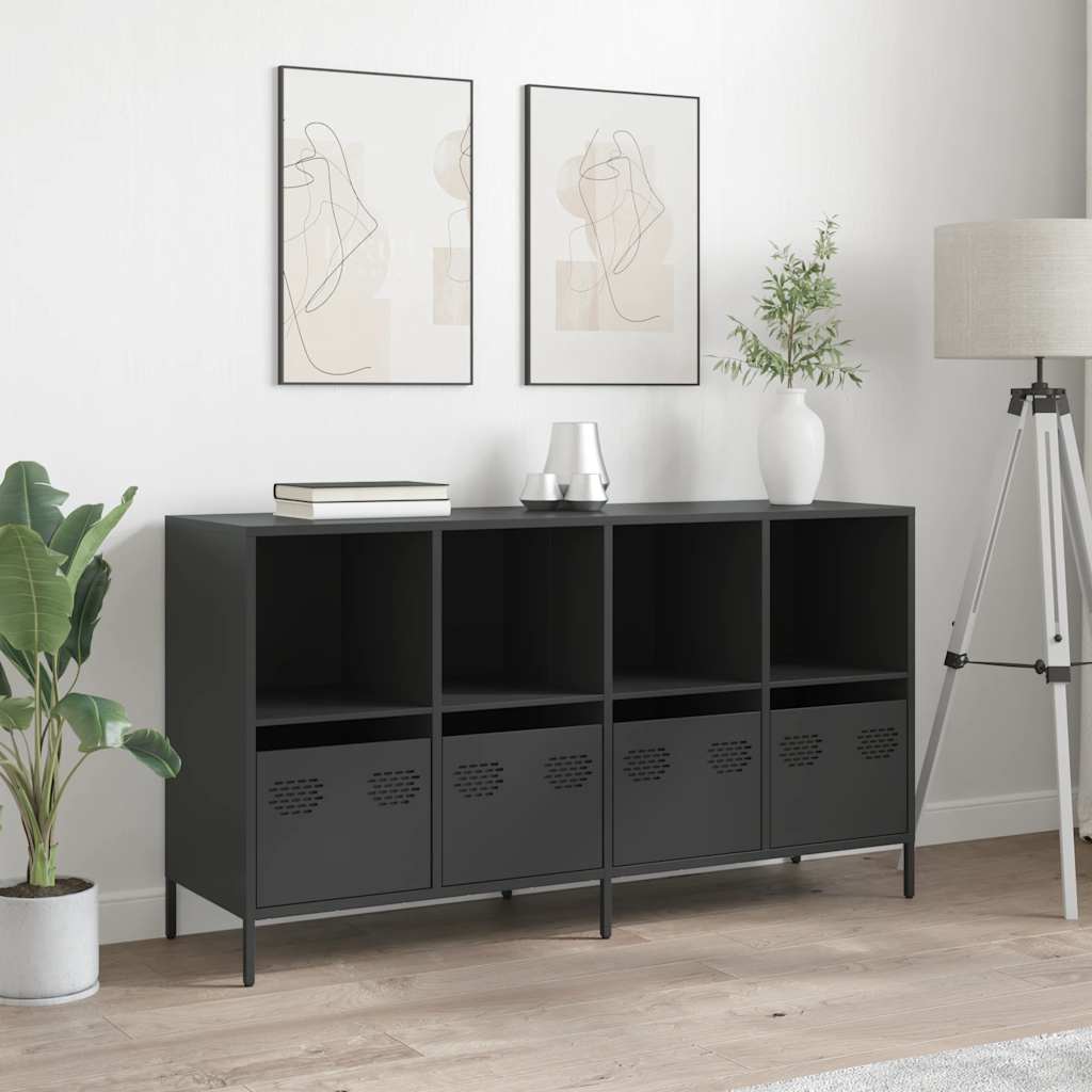 vidaXL Szafka, czarna, 135x39x73,5 cm, stal walcowana na zimno