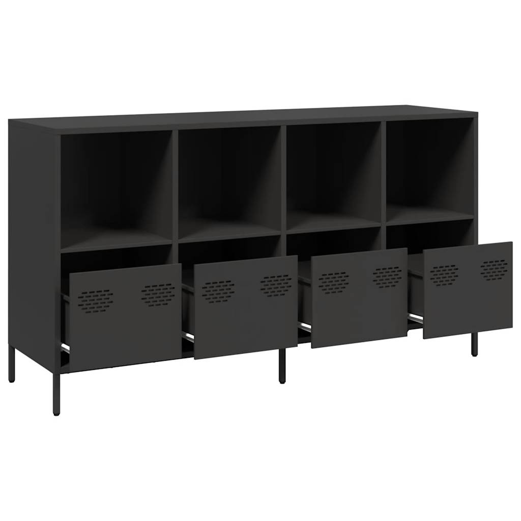 vidaXL Szafka, czarna, 135x39x73,5 cm, stal walcowana na zimno