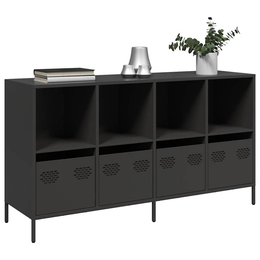 vidaXL Szafka, czarna, 135x39x73,5 cm, stal walcowana na zimno