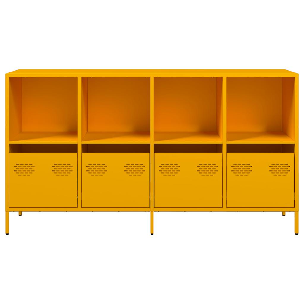 vidaXL Szafka, musztardowa, 135x39x73,5 cm, stal walcowana na zimno