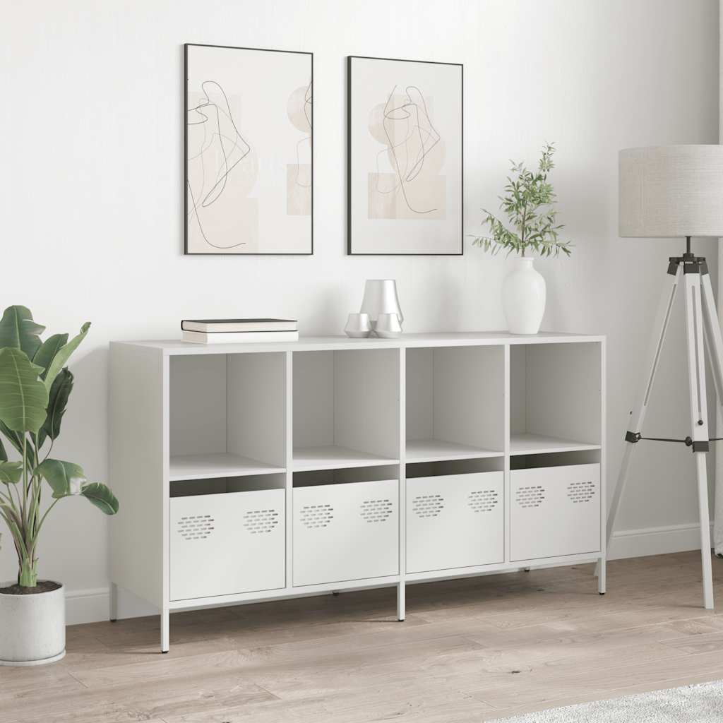 vidaXL Szafka, biała, 135x39x73,5cm, stal walcowana na zimno