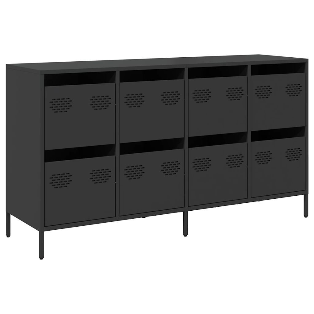 vidaXL Szafka, czarna, 135x39x73,5 cm, stal walcowana na zimno
