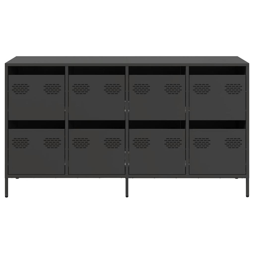 vidaXL Szafka, czarna, 135x39x73,5 cm, stal walcowana na zimno