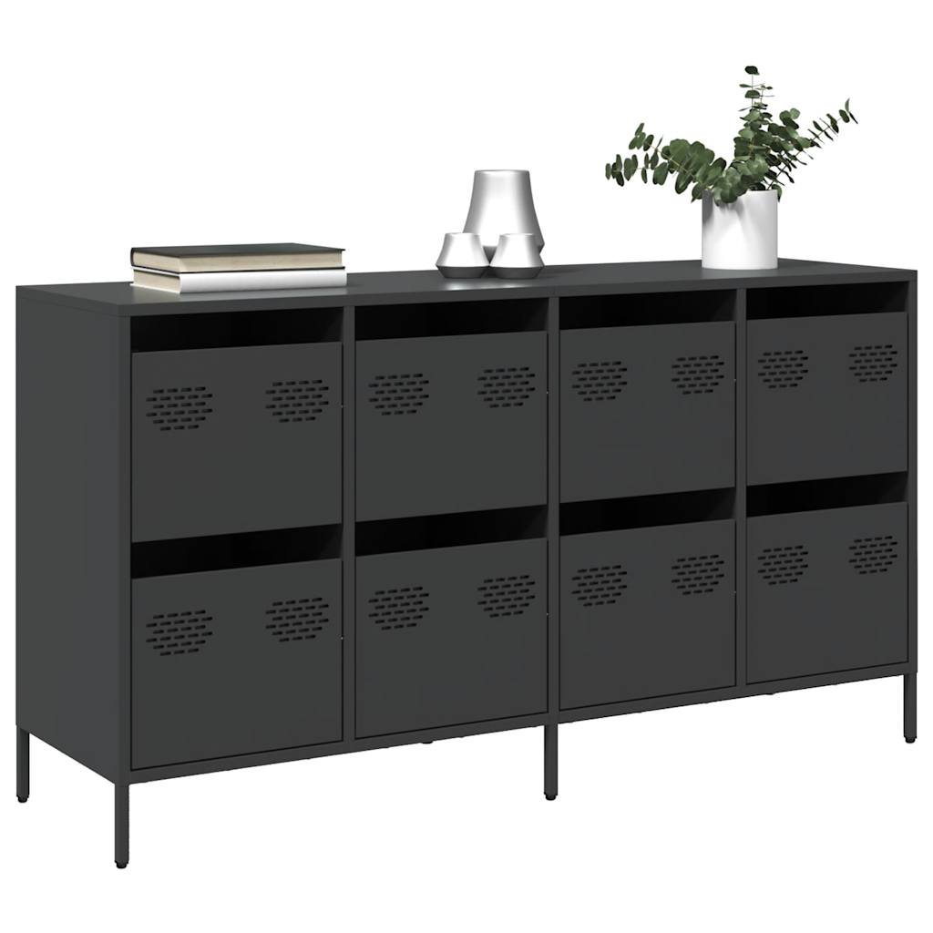 vidaXL Szafka, czarna, 135x39x73,5 cm, stal walcowana na zimno