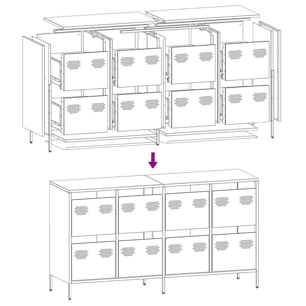 vidaXL Szafka, różowa, 135x39x73,5cm, stal walcowana na zimno