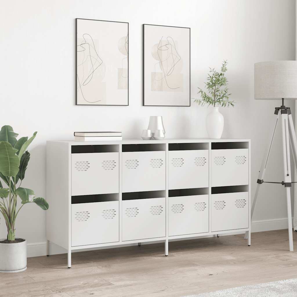 vidaXL Szafka, biała, 135x39x73,5 cm, stal walcowana na zimno