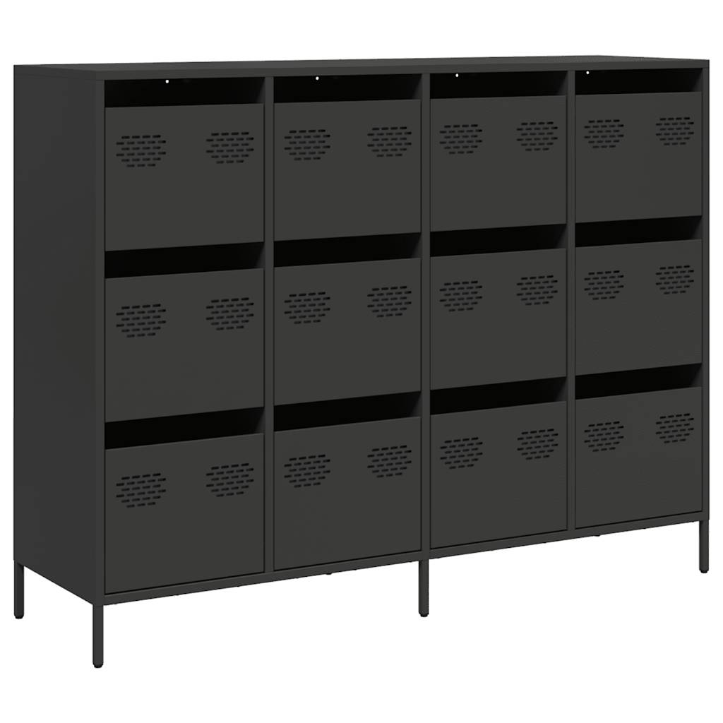 vidaXL Szafka, czarna, 135x39x103,5 cm, stal walcowana na zimno
