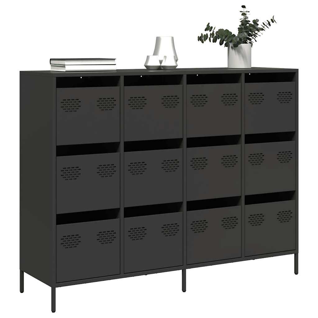 vidaXL Szafka, czarna, 135x39x103,5 cm, stal walcowana na zimno