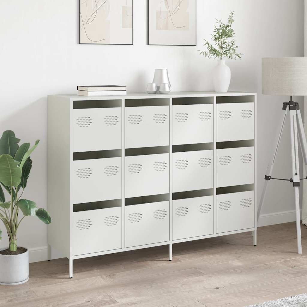 vidaXL Szafka, biała, 135x39x103,5 cm, stal walcowana na zimno