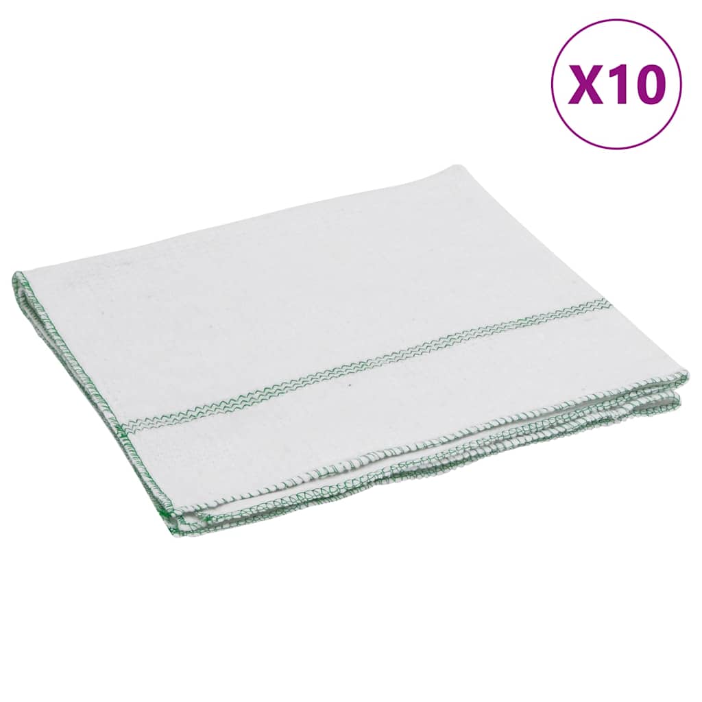 vidaXL Ściereczki czyszczące, 10 szt., białe w zielone paski, 50x60 cm